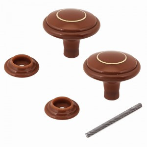 Ручка-кнопка дверная пластик РДП-01-3 тем/дер зол кольцо Башкирия (100,25,5)