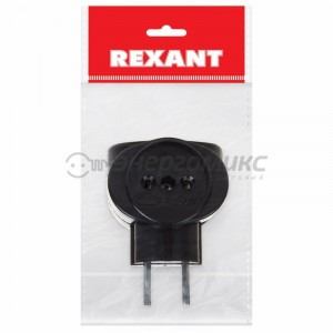 REXANT разветвитель (тройник) 3роз. 6А Т-образный, полистирол, черный ИУ 11-1064-1