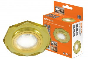 TDM GU5.3 MR16 50W св-к встр 03-04 многогран 12/220В жёлт/зол декор стекло (10!) SQ0359-0053