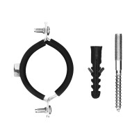 Хомут сантехнический для труб 47-51 (1 1/2&quot;) с резиновым уплотнением, шпилькой и дюбелем, 1 шт, Сибртех
