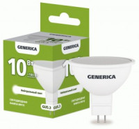 GENERICA лампа св/д MR16 GU5.3 10W(1000lm) 4000K 4K 50x52 матов. LL-MR16-10-230-40-GU5-G