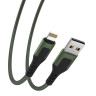 BY Кабель для зарядки Satiny iP, 1,5м, Быстрая зарядка 2.4А, 12W, тканевый, зеленый