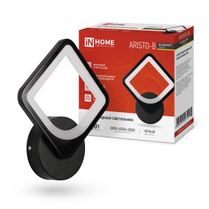 ASD/InHome св-к св/д бра упр 15W(1050lm) 2K-4K-6K 200x200x45  STEP COLOR черн ELEGANT ARISTO-B 3104