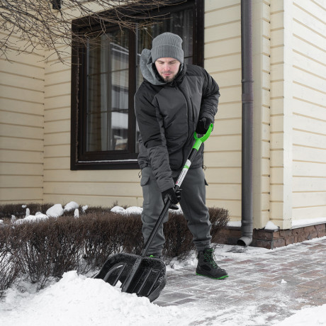 Лопата для уборки снега, поликарбонат, 460х400х1370 мм, стальной черенок, BASE Palisad