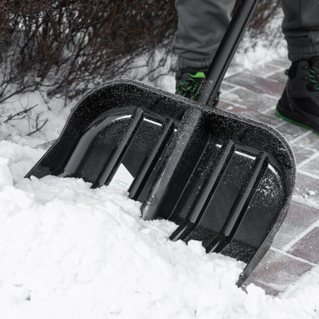 Лопата для уборки снега, поликарбонат, 460х400х1370 мм, стальной черенок, BASE Palisad