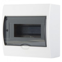 Lezard LUXRAY бокс (корпус) пластик ЩРН-П- 8 мод. навесной БЕЛЫЙ с дымчатой дверцей IP40