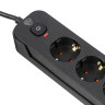 Удлинитель 5 гнезд 3м, BY, с зазем. + 2USB+ 1type C с защитой, с выкл.черн карбон сеч провода 1мм