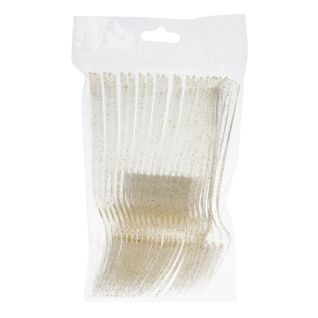 Набор столовых приборов одноразовых тм Fntastic, 20 шт, пластик, золото, вилки, ложки