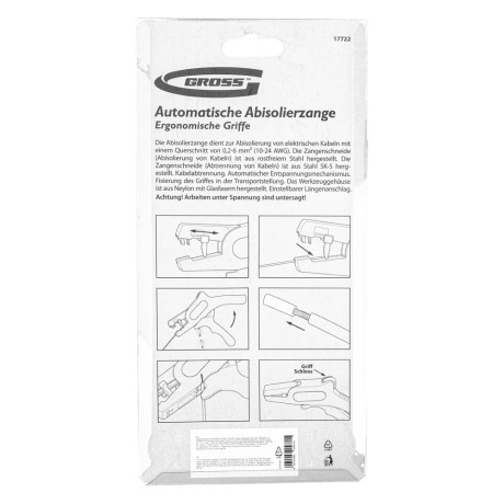 Щипцы для зачистки электропроводов 0.2-6 мм2 (10-24 AWG) лезвие: нержавеющая сталь Gross