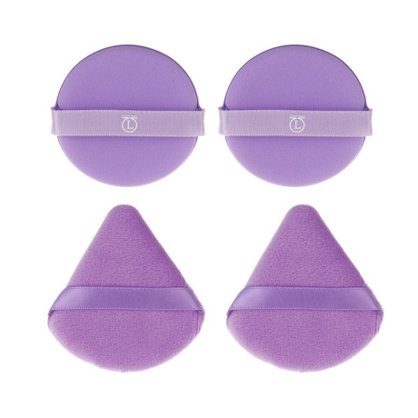 Набор для визажа (пуховка 6,5x7x0,7см, 2 шт., спонжи d5,5см 2 шт)в футляре тм ЮL, п/э, ПУ, 4 цвета