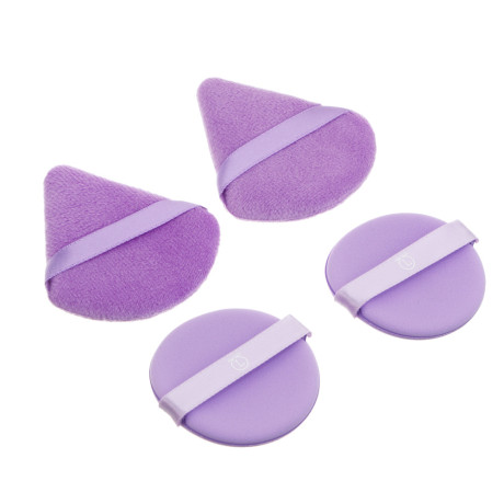 Набор для визажа (пуховка 6,5x7x0,7см, 2 шт., спонжи d5,5см 2 шт)в футляре тм ЮL, п/э, ПУ, 4 цвета