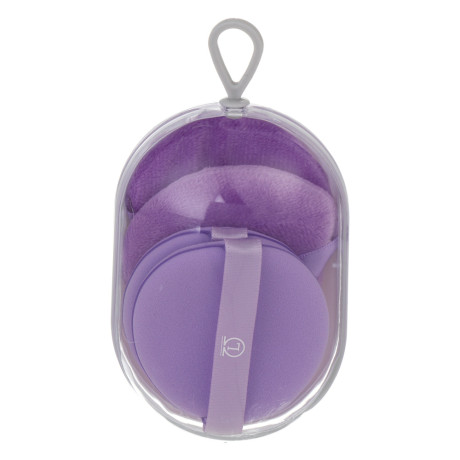 Набор для визажа (пуховка 6,5x7x0,7см, 2 шт., спонжи d5,5см 2 шт)в футляре тм ЮL, п/э, ПУ, 4 цвета