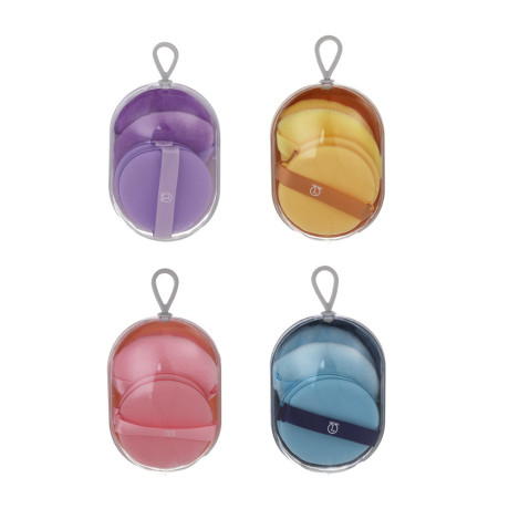 Набор для визажа (пуховка 6,5x7x0,7см, 2 шт., спонжи d5,5см 2 шт)в футляре тм ЮL, п/э, ПУ, 4 цвета