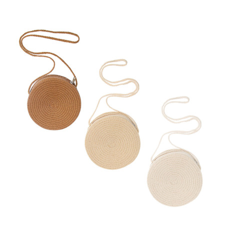 Сумка плетенная круглая на длинном ремне, тм ЮL, 16x5,5см, папирус, полиэстер, 3 цвета