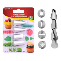 Декоратор д/крема с 4 насадками 2*3,5см (кратность 3!!!) металл DA8-164 Мультидом