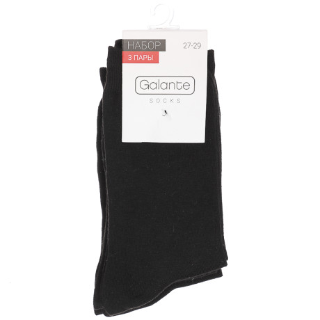 GALANTE Набор носков 3 пары, р.27-29, 85% хлопок, 10% полиамид, 5% спандекс, черный