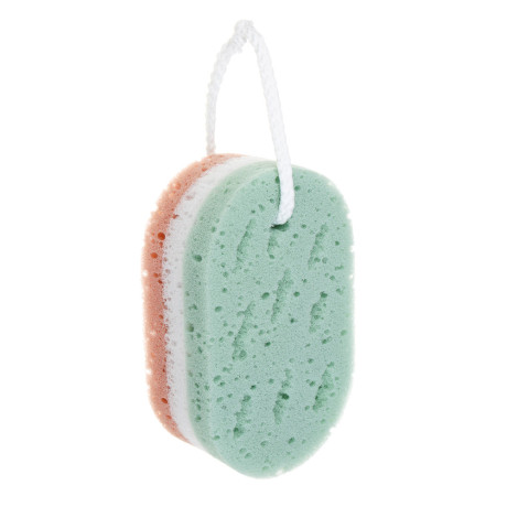 ЮL Мочалка губка поролоновая наборная сэндвич с подвесом, полиуретан, 15,5х9,5х5см, 3 цвета, МС24-01