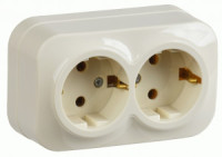 IEK GLORY роз. ОУ 2 мест. 16А (земля) РС22-3-ХК кремовый (бежевый) ERH21-K33-16