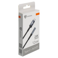 BY Переходник SoundCore Type-С-AUX (F) 3.5мм mini jack 4pin, 0,12 м, позолоченный, нейлон, черный