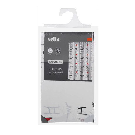 Шторка для ванной тм VETTA Веселые коты, ПЕВА 60г/м2, 180x200см