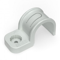 Промрукав скоба пластик. однолапк. ПМ (под монт. пист.) серая в п/э d 25 (уп. 50шт, цена за 1шт) PR1