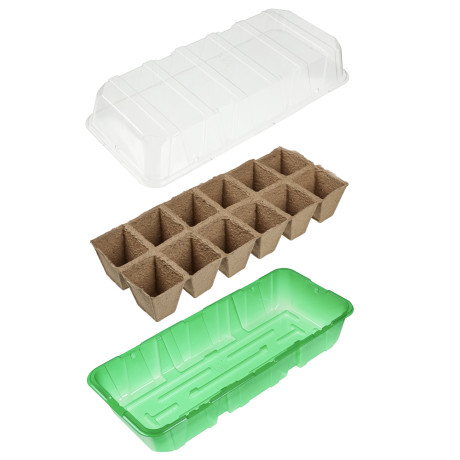 Мини-парник с торфяными горшочками, зеленый