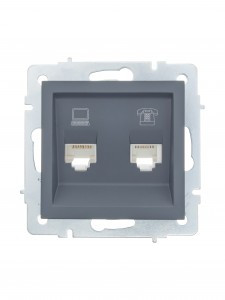 Lezard VESNA мех. роз. комп/телеф СУ 1 мест. графит (RJ45+RJ11) (корп. ABS)  742-3488-143