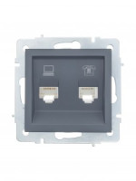 Lezard VESNA мех. роз. комп/телеф СУ 1 мест. графит (RJ45+RJ11) (корп. ABS)  742-3488-143