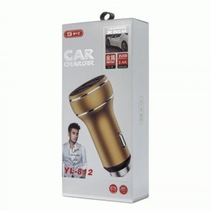 Авто зарядник/блок пит. (прикур.) 12V - 5V BYZ YL-812, 2USB-А, 2.4А, золотой