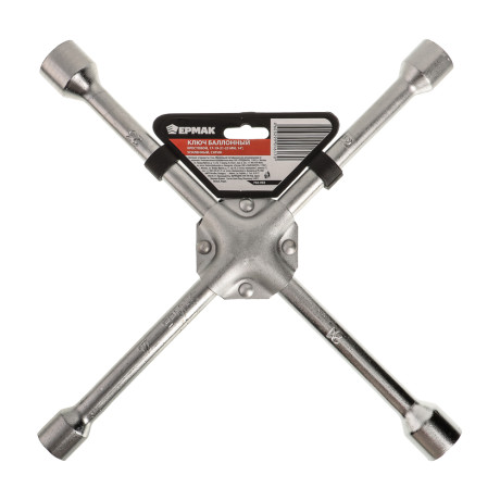 ЕРМАК Ключ баллонный крестовой, 17-19-21-23 мм, 14", усиленный, сатин, SJ012P