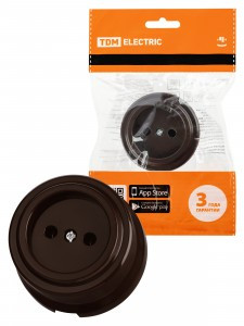 TDM РЕТРО ВИВИ роз. ОУ  10А 250В (ABS-пластик) коричневый  SQ1820-1416