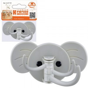 Крючок самоклеящийся "Слон" тройной, 9,5*5см, пластик (кратность 6шт!!!) VL27-54 Мультидом