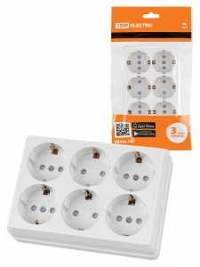 TDM Ладога роз. ОУ 6 мест. 16A IP20 (земля, шторки) белая SQ1801-0143