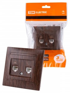 TDM Лама роз. СУ телефонная RJ11 + компьютерная RJ45 венге SQ1815-0419