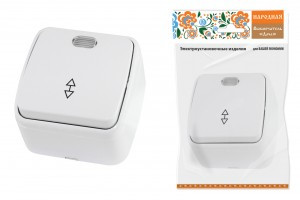 TDM Дача Народная Переключатель на 2 напр. ОУ 1 кл. инд.  10А бел (10!) SQ1824-0006