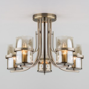 EUROSVET Люстра 5x60W 515х340 металл античная бронза/тонированный Coppa 60085/5