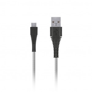 Дата-кабель USB(A)шт. - microUSBшт. Smartbuy, "карбон", прочный, 1.0 м, 2А, бел (iK-10n-2 white)
