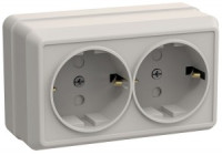 IEK ОКТАВА роз. ОУ 2 мест. с з/к с защ. штор.16А КРЕМ РСш22-3-ОКм