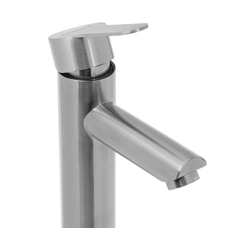 СоюзКран Смеситель для раковины, высокий, керам. картридж 35мм, нерж. сталь, SS02-M138