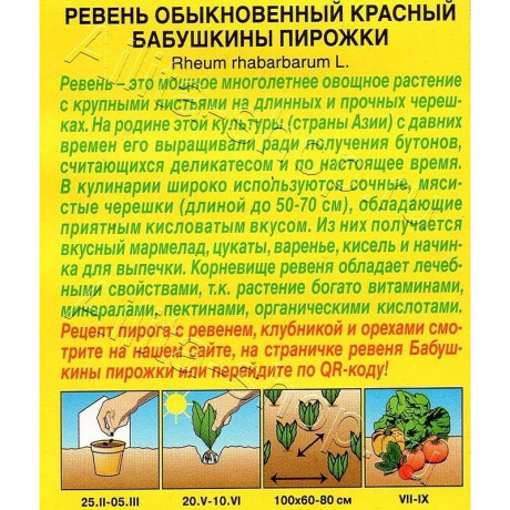 Семена Ревень Бабушкины пирожки Аэлита Ц x10