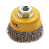 Щетка для УШМ, 75 мм, &quot;Чашка&quot;, витая нержавеющая проволока 0.3 мм, М14 Denzel