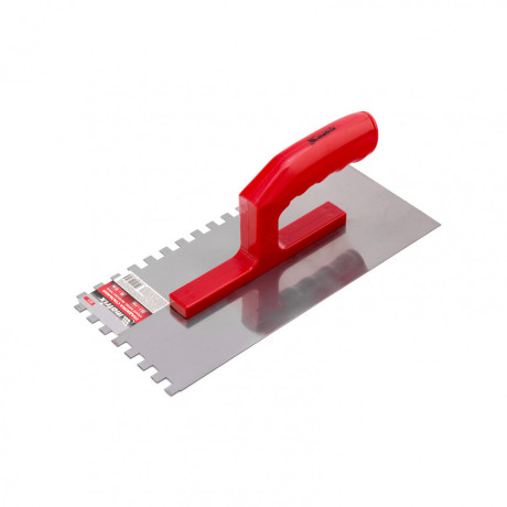 Гладилка стальная, 280 x 130 мм, зеркальная полировка, пластмастмассовая ручка, зуб 8 x 8 мм Matrix