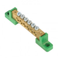 EKF Шина N "Ноль" (нул.) PE 8x12мм 4 отв. латунь с контакт пластиной 2 зел угл изолятора PROxima sn0