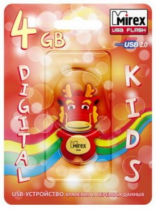Флэш-диск USB  4Gb Mirex DRAGON RED (ecopack)