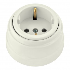 Bylectrica РЕТРО роз. ОУ 1 мест. БЕЖ. (земля, корп. ABS-пластик) (16А) РА16-0202 бежевый