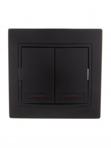 Lezard Мира выкл. СУ 2 кл. 10А (инд.) черный бархат (корпус PC) 701-4242-112