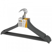 Вешалка-плечики 44,5см, пластиковая c выемками, soft-touch, 5шт/уп, серый 107882 Рыжий кот