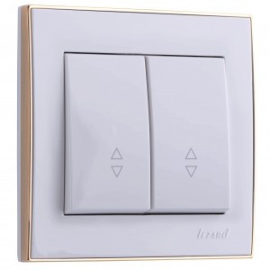 Lezard RAIN выкл. прох. СУ 2 кл. бел. с бок. вст. золото (корпус PC) 703-0226-106