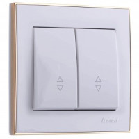 Lezard RAIN выкл. прох. СУ 2 кл. бел. с бок. вст. золото (корпус PC) 703-0226-106