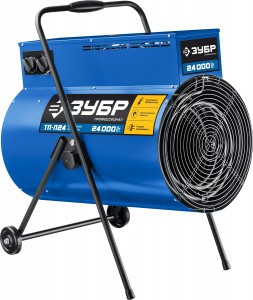 Пушка ЗУБР "ПРОФЕССИОНАЛ" "круглая" тепловая электрич, гладкий нерж ТЭН, 12/24 кВт, 380В zuТП-П24